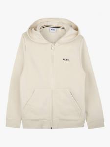 Детская хлопковая толстовка BOSS с молнией HUGO BOSS, Sand