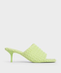 Мюли Loren на фактурном каблуке-рюмочке Charles & Keith, цвет Light Green