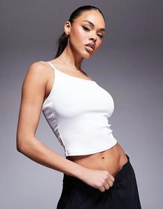 4505 Майка-топ с ребристыми лямками, белый цвет