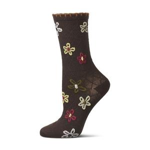 Женские носки с кружевной манжетой Dancing Daisies Memoi, Chestnut