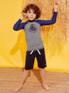 Детская футболка с длинным рукавом и полосатым принтом Petit Bateau, Navy