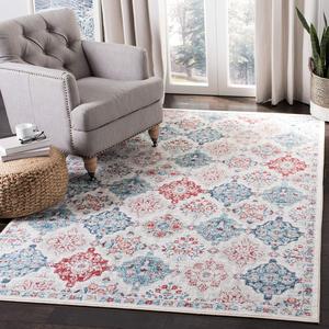 Ковер SAFAVIEH, 183 x 275 см, Brentwood Collection Cream/Blue BNT815A с цветочным дистресс-эффектом, не линяет, для гостиной, спальни, столовой, домашнего офиса