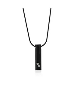 Цилиндр из нержавеющей стали, черный, с отпечатком лапы, в форме урны для кремации Metallo, black