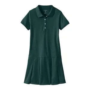 Платье-поло в сетку для школьной формы для девочек 2–20 лет Lands' End, цвет evergreen