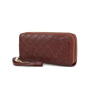 MKF Collection Honey Натуральный стеганый женский кошелек на запястье с цветочным тиснением от Mia K, цвет Coffee