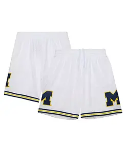 Шорты Mitchell Ness мужские белые Michigan Wolverines 1991/92 в ретро-стиле Mitchell & Ness