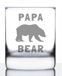 Подарки для папы: стакан для виски "Papa Bear Dad Gifts", 283 мл (10 унций) Bevvee, прозрачный