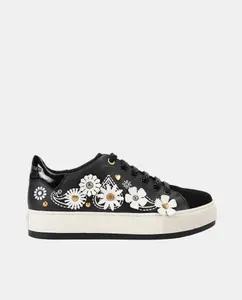Женские кожаные кеды Laney Flower с украшением Kurt Geiger, черный