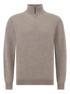 Джемпер с полуворотником на молнии из мериносовой шерсти Boggi Milano, нейтральный