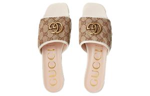 Шлепанцы женские Gucci Double G, коричневый