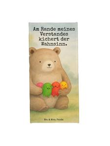 Mr. & Mrs. Panda Пляжное полотенце с изображением медведя и надписью, выполненное в пастельно-голубом цвете