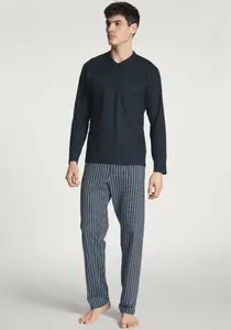 Пижама CALIDA "Relax Imprint", базовая одежда для сна, удобная посадка, длинные брюки в полоску, цвет Dark Sapphire