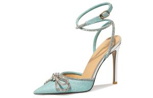 Тонкий каблук высокие туфли 10 см женские Lily Wei, синий