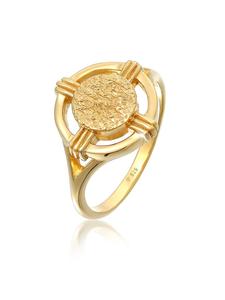 Elli Кольцо-печатка из серебра 925 пробы с золотым покрытием
