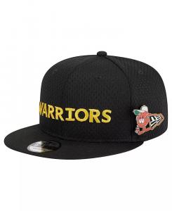 Мужская черная бейсболка Golden State Warriors Post-Up Pin Mesh 9FIFTY Snapback New Era