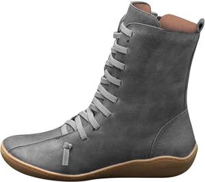 Женские боевые ботинки до середины голени с платформой, ботильоны с шнуровкой и боковой молнией, массивная подошва, круглый носок, противоскользящая, готические ботинки для концертов панк-рока, уличная мода, повседневная ходьба Generic, Grey