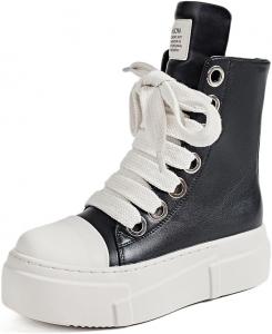 Женские высокие кроссовки на платформе из искусственной кожи, комфортные ботильоны на молнии, модные теннисные массивные кроссовки Generic, Black