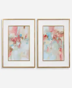 Немного румян и гравюры в рамках из розового дерева Uttermost, blue