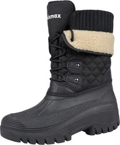 Женские зимние сапоги водонепроницаемые теплые утепленные модные ботинки с противоскользящей подошвой Knixmax Outdoor, Black