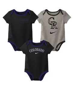 Боди для мальчиков и девочек Colorado Rockies Authentic Collection, набор из 3 штук Nike