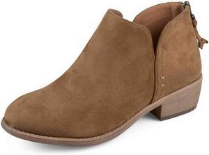 Женские ботильоны YDN на средним каблуке, с заостренным носком миндальной формы, низкий устойчивый каблук, классические туфли с вырезом V сзади и молнией, размеры 4-15 US, Marrom