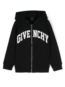 Худи на молнии с логотипом Givenchy Kids, черный