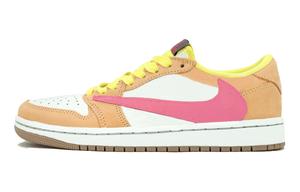 Jordan Трэвис Скотт x Air 1 Баланс Амортизации Лоу Топ Винтажные Баскетбольные Кроссовки Унисекс Оранжево-Красные, цвет Orange Red