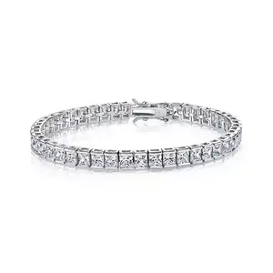 Теннисный браслет с покрытием из белого золота и чередующимися цветными и прозрачными кубическими цирконами Rachel Glauber, white