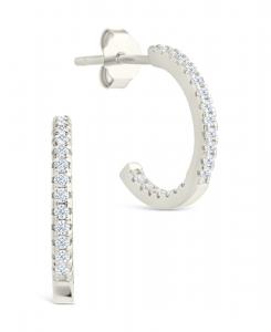 Серьги-кольца из стерлингового серебра с тонкой оправой Sterling Forever, Silver