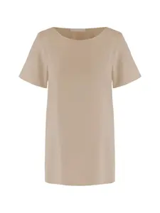 Шелковая футболка с боковыми разрезами Allude, бежевый