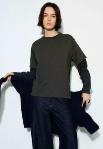 Рубашка с длинными рукавами в клетку, с двойными рукавами Pull&Bear, Dark Grey