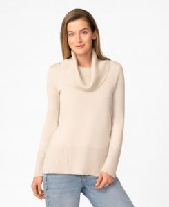 Женский ребристый свитер-туника с воротником-хомутом Melissa Paige, Pumice Stone