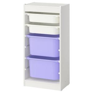 Комбинация для хранения с ящиками TROFAST IKEA, 46x30x95 см, белый/белый/сиреневый