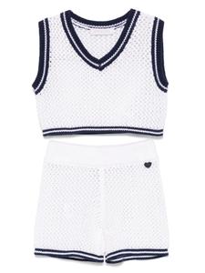 Комплект из топа и шортов рыхлой вязки Monnalisa, белый