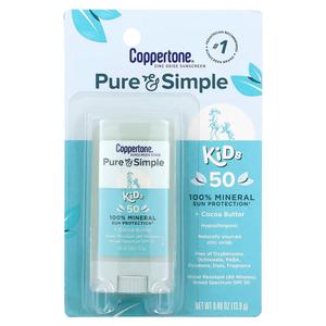 Солнцезащитное средство Coppertone Pure & Simple Kids Sunscreen Stick SPF 50 с маслом какао