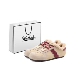 WESTLINK Женские утепленные легкие противоскользящие повседневные низкие кроссовки с амортизацией абрикос, цвет Apricot