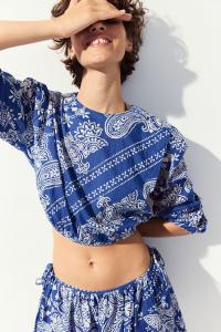 Блузка с выраженными плечами H&M, синий