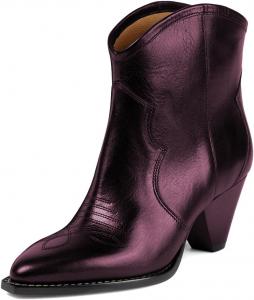 Женские ботильоны Pazzion с закрытым заостренным носком, на подошве типа «пул-он», для голенища широкой формы, средней массивный каблук, вестерн-стиль, для работы и вечеринок, теплые, размеры 4-16 US, Purple