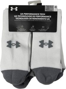 Under Armour мужские носки UA Performance Tech Cushioned Crew - набор из 6 пар, White/Steel - 100
