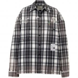 Мужская рубашка в винтажную клетку, коллекция осень-зима 2025 Maison Mihara Yasuhiro, черный