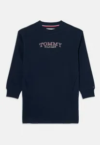 Платье-Толстовка свободного кроя из флиса с цветочным логотипом, повседневное платье Tommy Hilfiger, Dark Night Navy