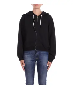 Черная толстовка с капюшоном и застежкой-молнией с логотипом спереди. Pinko, черный