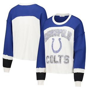 Женский кроп-топ '47 cream Indianapolis Colts Double Header Curve Raglan с длинными рукавами 47 Brand