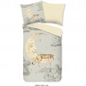 Двустороннее постельное белье «Доброе утро»Boaz», хлопок, 135х200, 2 предмета, молния, двусторонний вид, луна Good Morning, цвет grau/sand/multi/natur