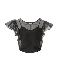 Топ с оборками с бала Met Gala Karl Lagerfeld, черный