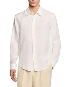 Льняная рубашка с длинным рукавом Sandro, слоновая кость/кремовый