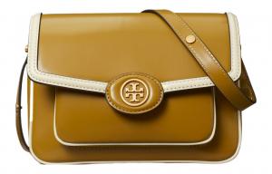 Сумка через плечо из телячьей кожи женская коричневая желтая TORY BURCH