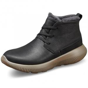 Devanro Тёплые утеплённые противоскользящие влагостойкие износостойкие короткие зимние сапоги для мужчин с эффектом увеличения роста чёрные, цвет Black
