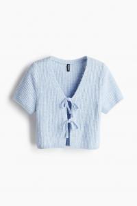 Топ в рубчик с кружевной отделкой H&M, голубой