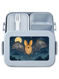 Mr. & Mrs. Panda Дизайн бенто-бокса в виде крыла летучей мыши, без слов, пастельно-голубой цвет